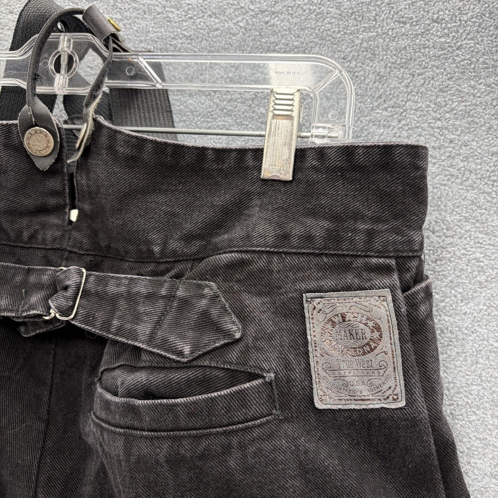 VTG Wah Maker Jeans Mens 34x36 Black Denim Suspenders Buckle Back Western - Picture 9 of 13